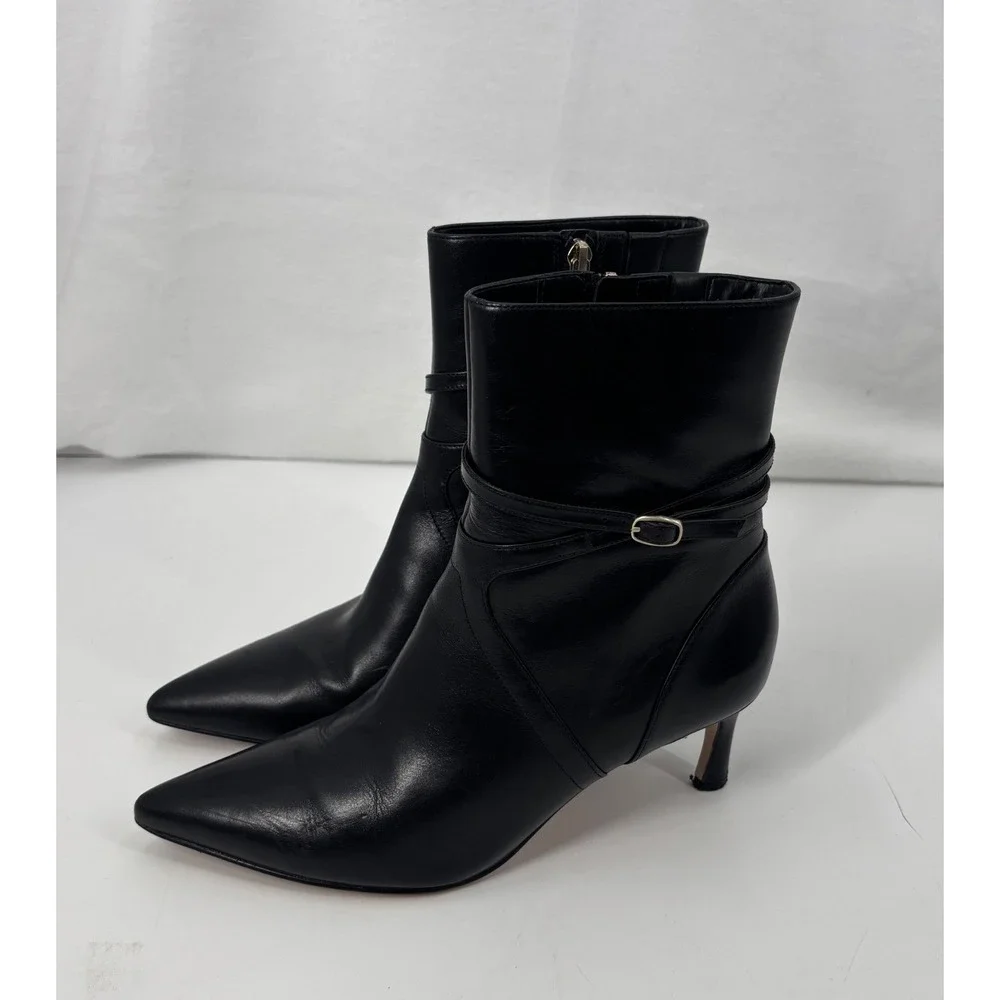 27 Edit Naturalizer Florette Booties Womens 8M Black Leather Kitten Heel Pointed